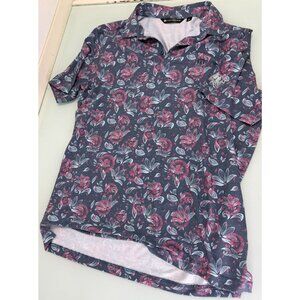 Travis Mathew Golf Polo Shirt Mens Large L Floral Performance Stretch Hawaiian